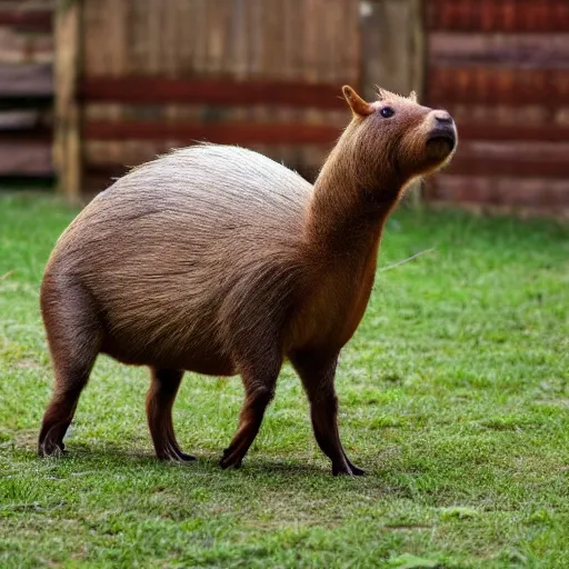 Image similar to a hybrid between a capybara and a llama