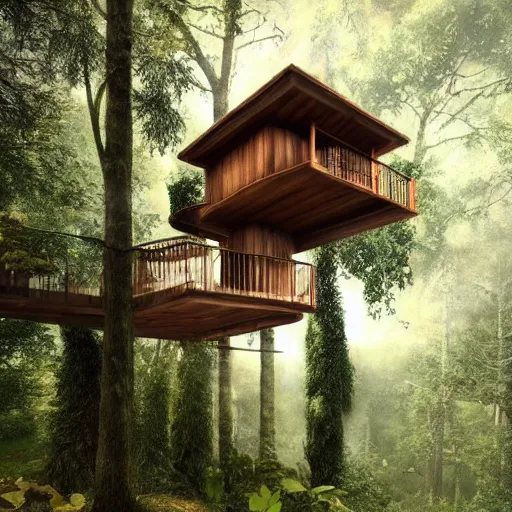 Image similar to a beautiful tree house by studio ghibili situated on a hill, trending on artstation, he