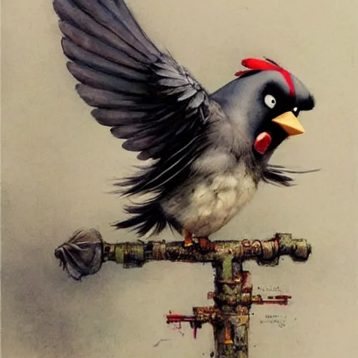 Image similar to ( ( ( ( ( bomb, angry bird. muted colors. ) ) ) ) ) by jean - baptiste monge!!!!!!!!!!!!!!!!!!!!!!!!!!!