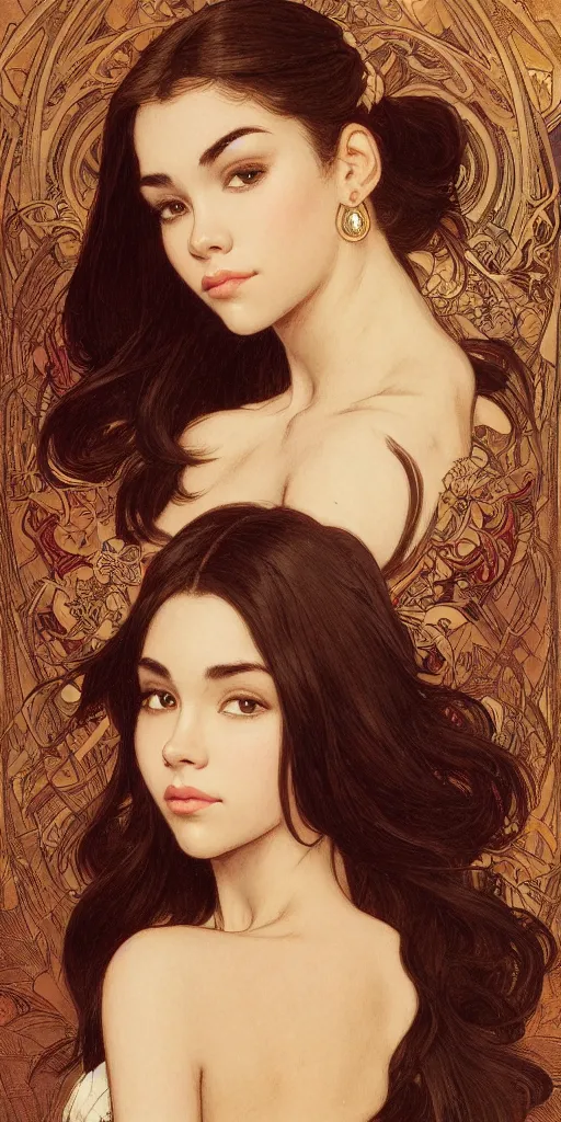 Prompt: Madison Beer, elegant, highly detailed, digital painting, artstation, concept art, smooth, sharp focus, illustration, ArtStation, art by artgerm and greg rutkowski and alphonse mucha and J. C. Leyendecker and Edmund Blair Leighton and Katsuhiro Otomo and Geof Darrow and Phil hale and Ashley wood and Ilya repin and Charlie Bowater