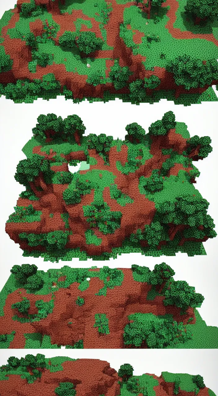 Prompt: a 3d pixelart landscape