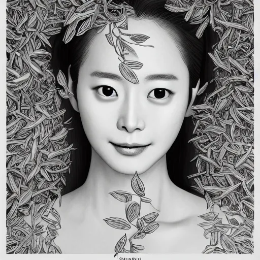 Prompt: the portrait of an unbelievably beautiful, elegant, and sophicated young kim tae hee partially made of broccoli, an ultrafine detailed illustration by james jean, intricate linework, bright colors, final fantasy, behance contest winner, vanitas, angular, altermodern, unreal engine 5 highly rendered, global illumination, radiant light, detailed and intricate environment