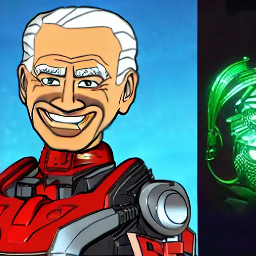 Image similar to Bionicles character with the face of Joe Biden