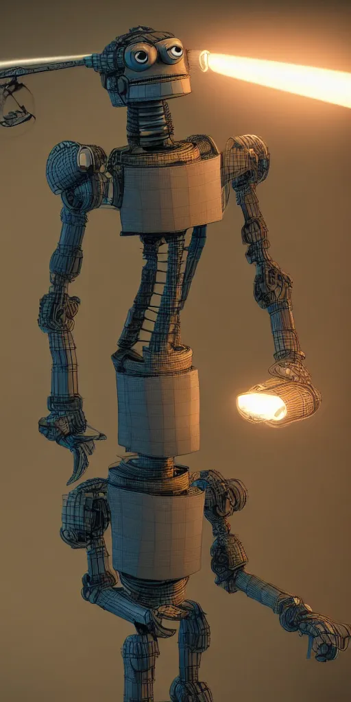 Prompt: bender in a live action movie, 3 d rendered, 3 d rendering, dramatic lighting, unreal engine