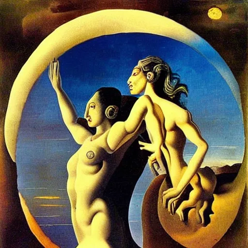 Image similar to goddess, moon, salvador dali