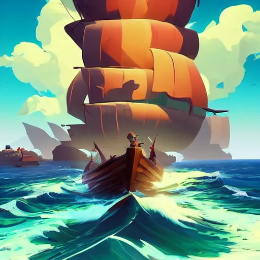 Image similar to painting treasure on sea of thieves game smooth median photoshop filter cutout vector, behance hd by jesper ejsing, by rhads, makoto shinkai and lois van baarle, ilya kuvshinov, rossdraws global illumination