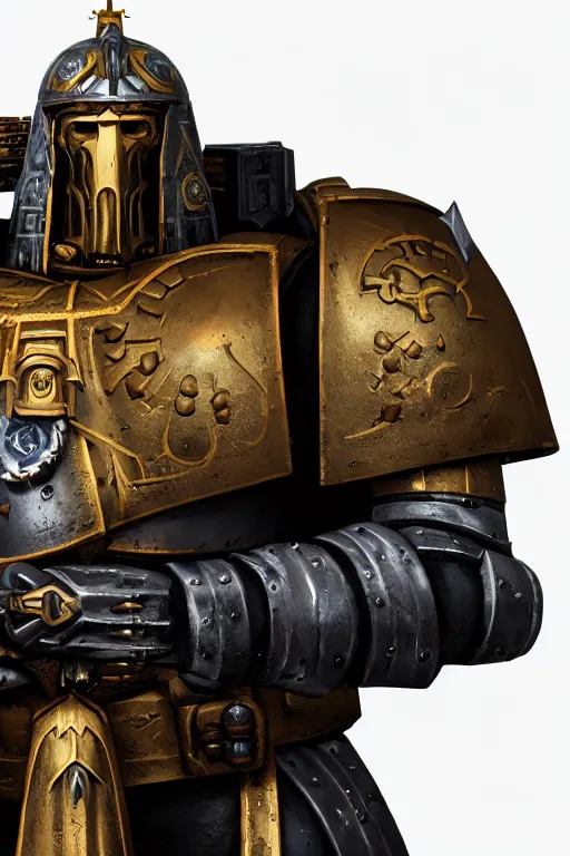 Image similar to armor portrait heros warhammer 4 0 k horus heresy fanart - the primarchs emperor by johannes helgeson animated with vfx concept artist & illustrator global illumination ray tracing hdr fanart arstation zbrush central hardmesh 8 k octane renderer