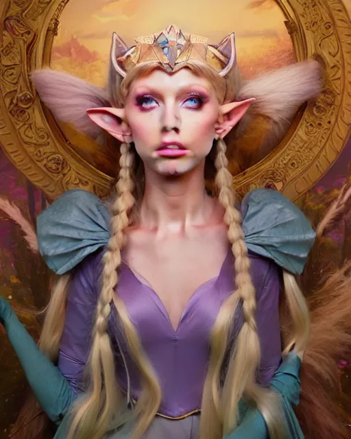 Image similar to highly detailed surreal vfx portrait of loren gray as princess zelda, stephen bliss, unreal engine, greg rutkowski, loish, rhads, beeple, makoto shinkai and lois van baarle, ilya kuvshinov, rossdraws, tom bagshaw, alphonse mucha, global illumination, detailed and intricate environment