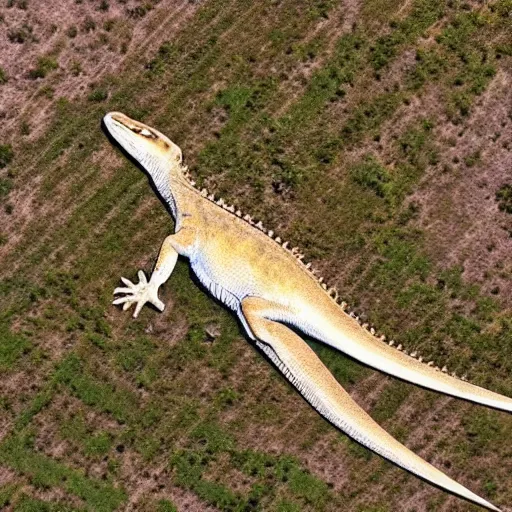 Image similar to photo from an airplane of giant lizard