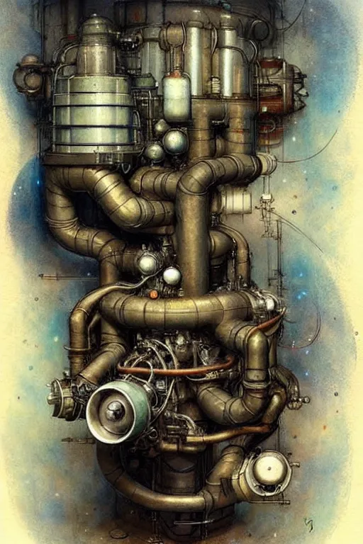 Image similar to (((((1950s spaceship engine room . muted colors.))))) by Jean-Baptiste Monge !!!!!!!!!!!!!!!!!!!!!!!!!!!