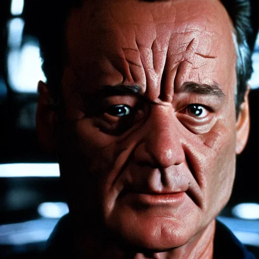 Image similar to bill murray starring as the terminator, movie still, 8 k