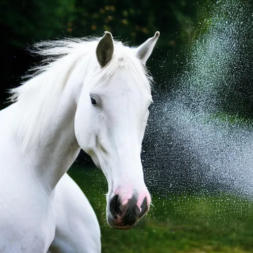 Prompt: horse snorting white powder