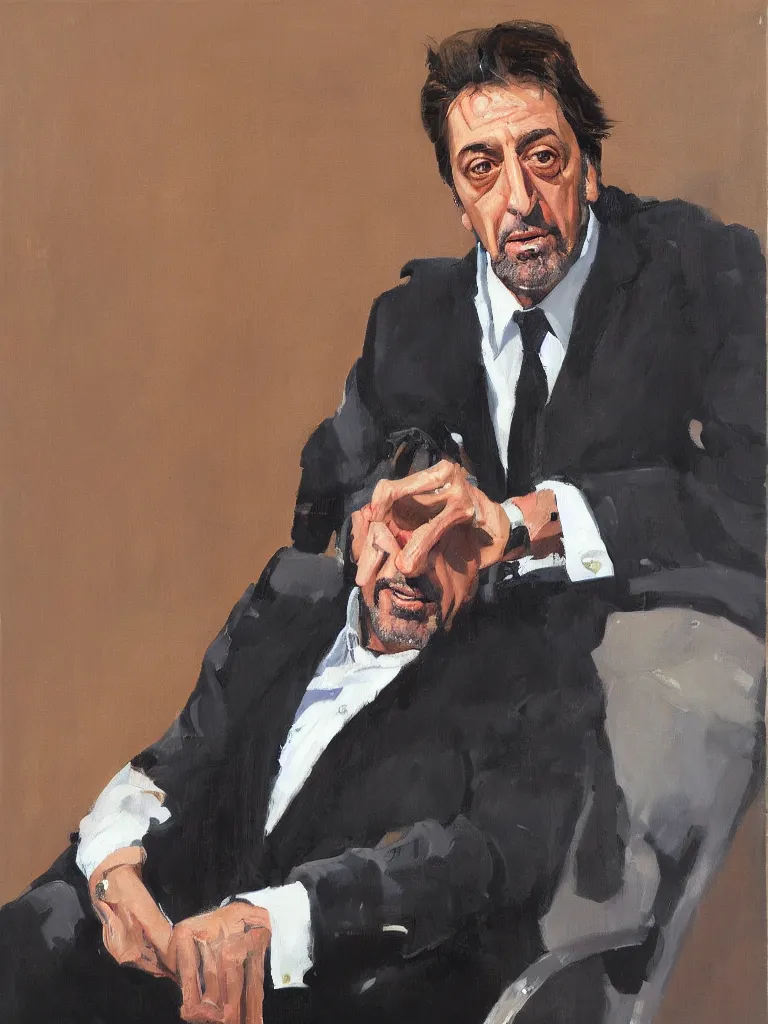 Prompt: portrait of Al Pacino by Ben aronson, oil on canvas