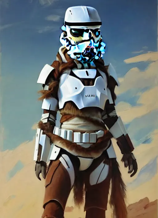 Prompt: portrait of a caucasian Aloy from Horizon Zero Dawn in white clothes Stormtrooper armor, desert, calm, fantasy character portrait, dynamic pose, above view, sunny day, clouds in the sky, artwork by Jeremy Lipkin and Giuseppe Dangelico Pino and Michael Garmash and Rob Rey and Greg Manchess, very coherent asymmetrical artwork, sharp edges, perfect face, simple form, 100mm