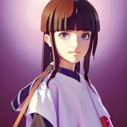 Image similar to a beautiful! boyish! natalie portman model, wearing catholic school girl outfit with mayan pattern and native style, aztec street fashion, guilty gear art direction, perfect face, gapmoe yandere grimdark, trending on pixiv fanbox, painted by greg rutkowski makoto shinkai takashi takeuchi studio ghibli, akihiko yoshida