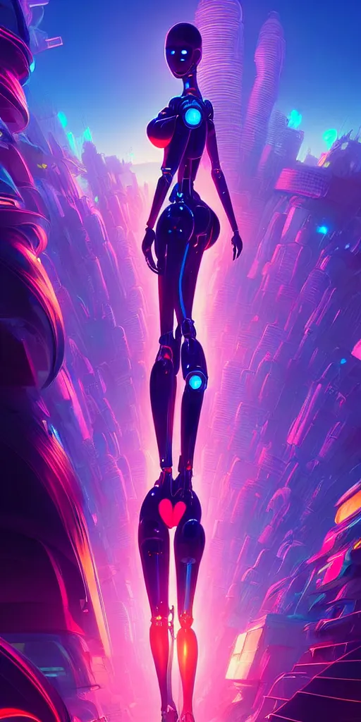 Prompt: hyper detailed ultra sharp of a beautiful woman robot, futuristic city with neon lights in the background, sky sended by god. behance hd by jesper ejsing, by rhads, makoto shinkai and lois van baarle, ilya kuvshinov, rossdraws radiating a glowing aura global illumination ray tracing hdr, 8 k