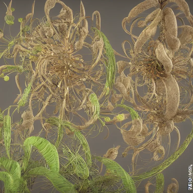 Prompt: complex plant seed by ernst haeckel, modeled in 3 d, exquisite lighting, cinema 4 d render, clear focus, very coherent, very detailed