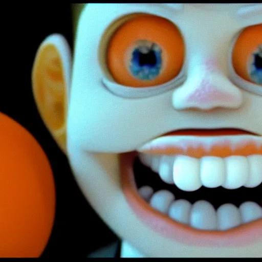 Prompt: Youtube video screenshot of Orange from The Annoying Orange Youtube video series