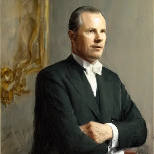 Prompt: the king of sweden, portrait, hard lighting, award winning, style of anders zorn, 4 k