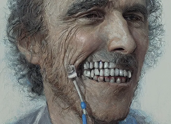 Prompt: a highly detailed moldy portrait of a dentist, james gurney, james jean