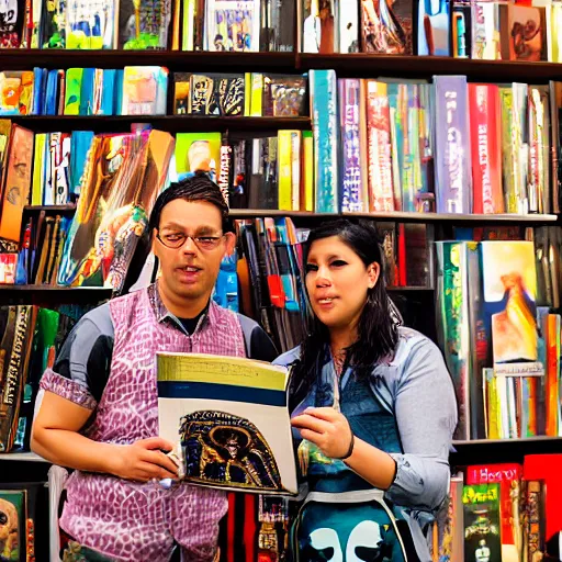 Image similar to “a portrait of an alien mariachi band in a book store, Sigma 24mm f/8”