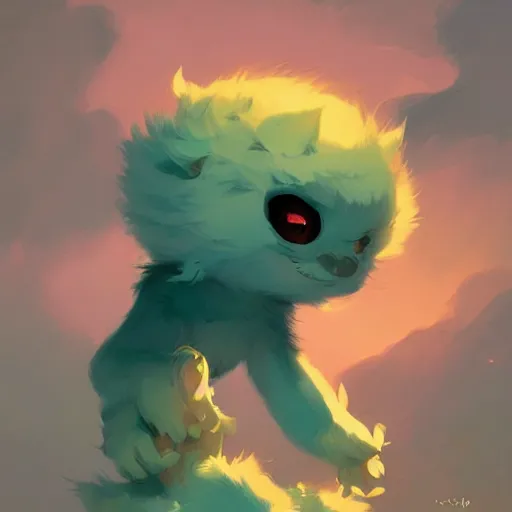 Image similar to very cute baby monster fluffy, very furry, dancing, happy, minimalist, behance hd by jesper ejsing, by rhads, makoto shinkai and lois van baarle, ilya kuvshinov, rossdraws global illumination