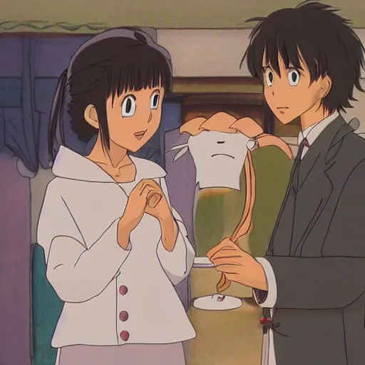 Prompt: Celebrating an illegal marriage, by studio ghibli