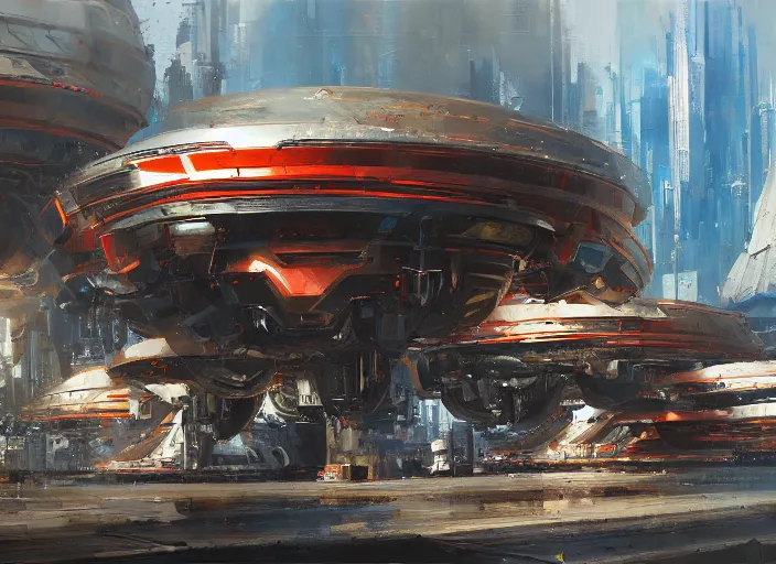 Image similar to Stark Industries, concept art oil painting by Jama Jurabaev and John Berkey, extremely detailed, brush hard, artstation