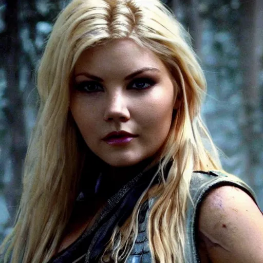 Image similar to elisha cuthbert as a warrior in a dystopian future