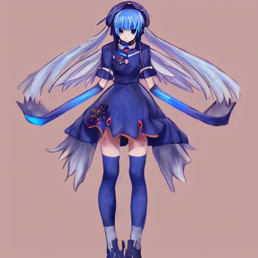 Image similar to full body shot of Cirno, concept art trending on artstation