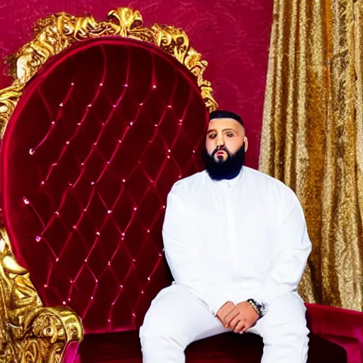 DJ Khaled wearing a VR headset, sitting on an ornate | Stable Diffusion ...