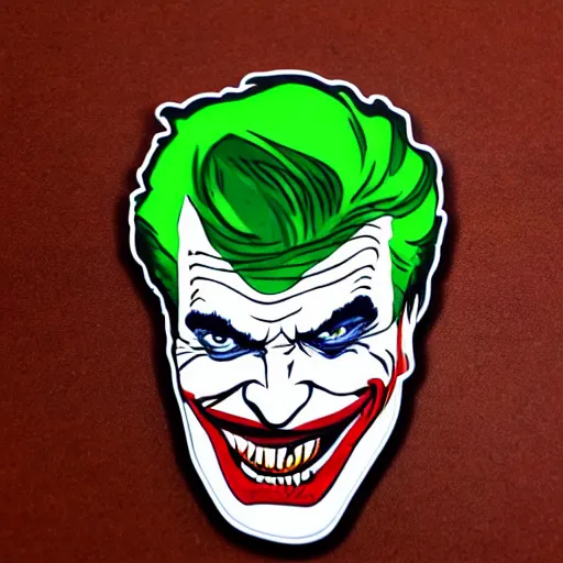 Image similar to die cut sticker, saul goodman wearing the joker suit, splatter paint