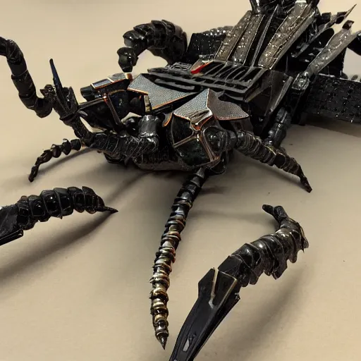 Image similar to a giant metal scorpion with tank armor and guns for claws