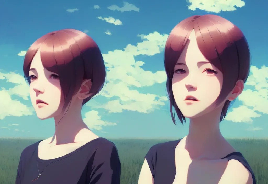 Image similar to portrait of a girl by ilya kuvshinov, cloudy sky background lush landscape illustration concept art anime key visual trending pixiv fanbox by wlop and greg rutkowski and makoto shinkai and studio ghibli