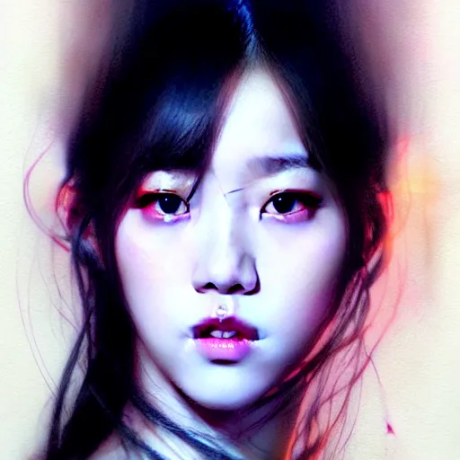 Image similar to jisoo of blackpink, hyperrealistic portrait, by karol bak and agnes cecile and artgerm, fantasy art, photo realistic, dynamic lighting, artstation, poster, volumetric lighting, very detailed face, 8 k, award winning