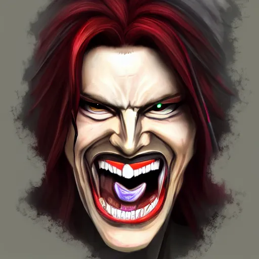 Image similar to Evil Matt Mercer, diabolical laugh, digital painting, 8k