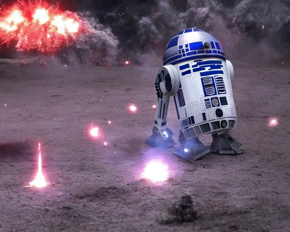 Image similar to footage of R2D2 exploding