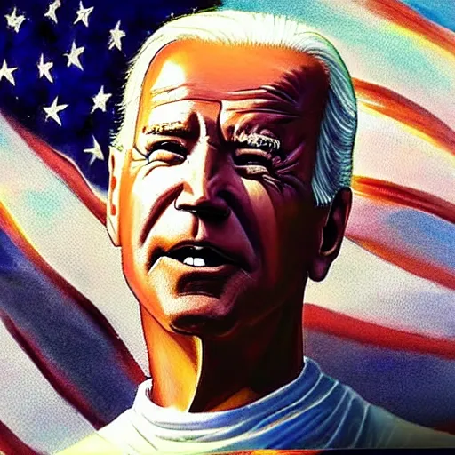 Prompt: joe biden as jesus in a holy painting.