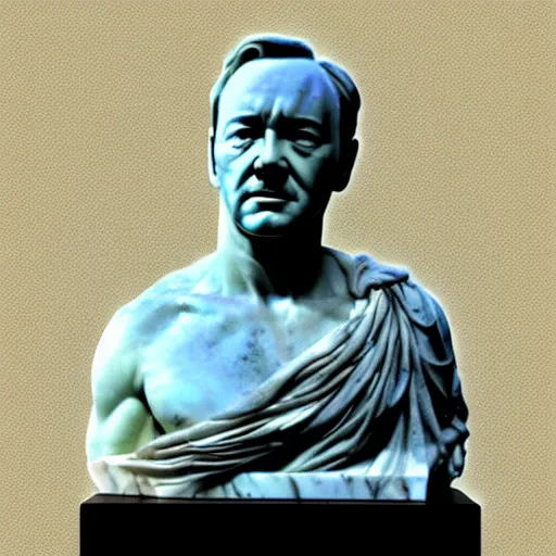 Prompt: kevin spacey as a greek marble statue