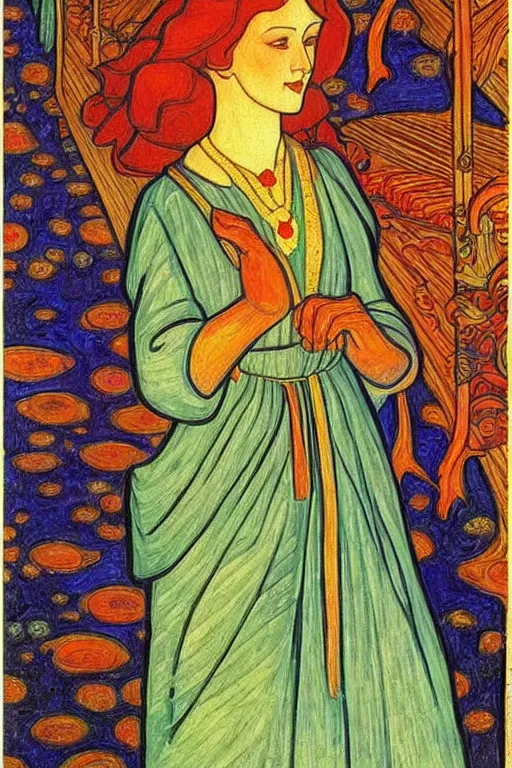 Image similar to women, painting by bilibin, detailed art,