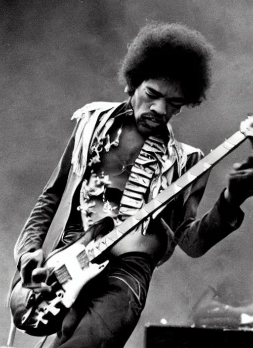 Image similar to jimi hendrix burning his guitar on stage