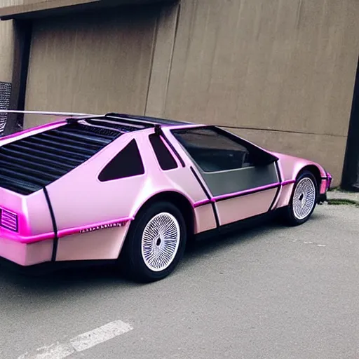 Image similar to “ photo of a pink delorean ”