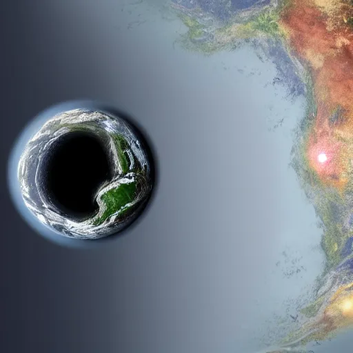 Prompt: earth being devoured by a black hole