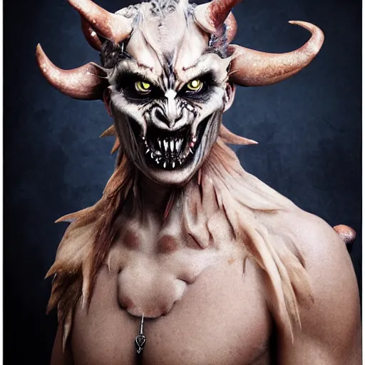 Image similar to a demon inspired by wolfs created by the make up artist hungry, photographed by andrew thomas huang, cinematic, expensive visual effects