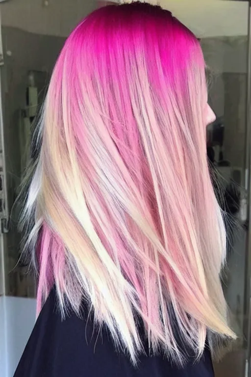 Prompt: pinterest trending blond and pink hairstyles, volume, short hair, photo, fashion,