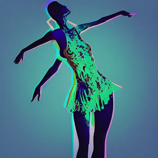 Image similar to trippy silhouette of dancing woman, by justin guse and luke brown and justin bonnet, details, instagram digital, artstation