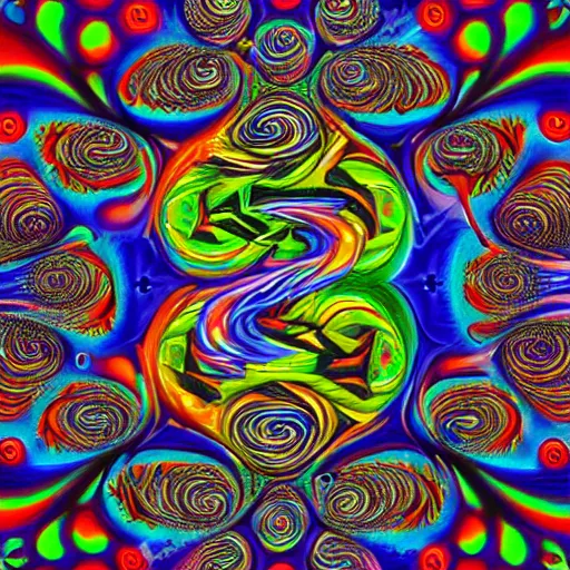 Image similar to cookie monster becomes a fractal, painted by alex grey. psychedelic visionary art, cosmic, black background, highly detailed, sharp focus