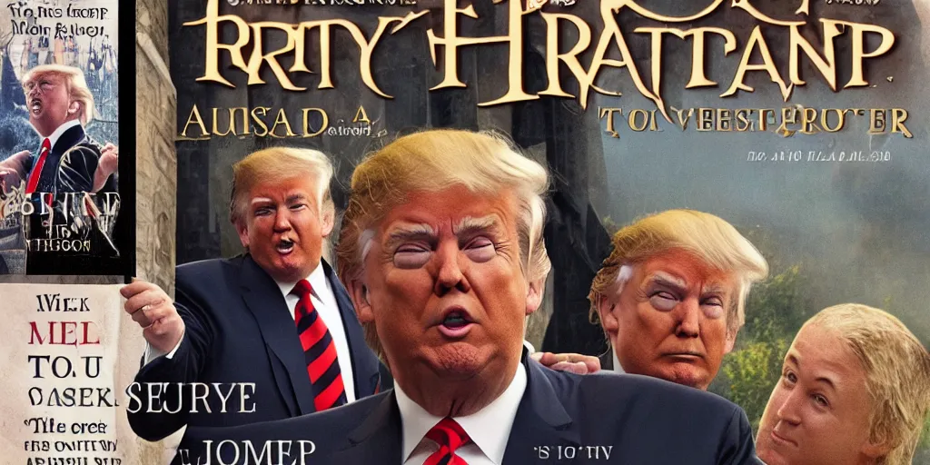 Prompt: trump, harry potter, book cover