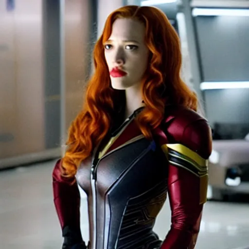 Image similar to a still of kat dennings as black widow in iron man 2 ( 2 0 1 0 )