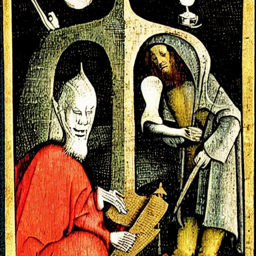 Image similar to tarot card designed by hieronymous bosch.